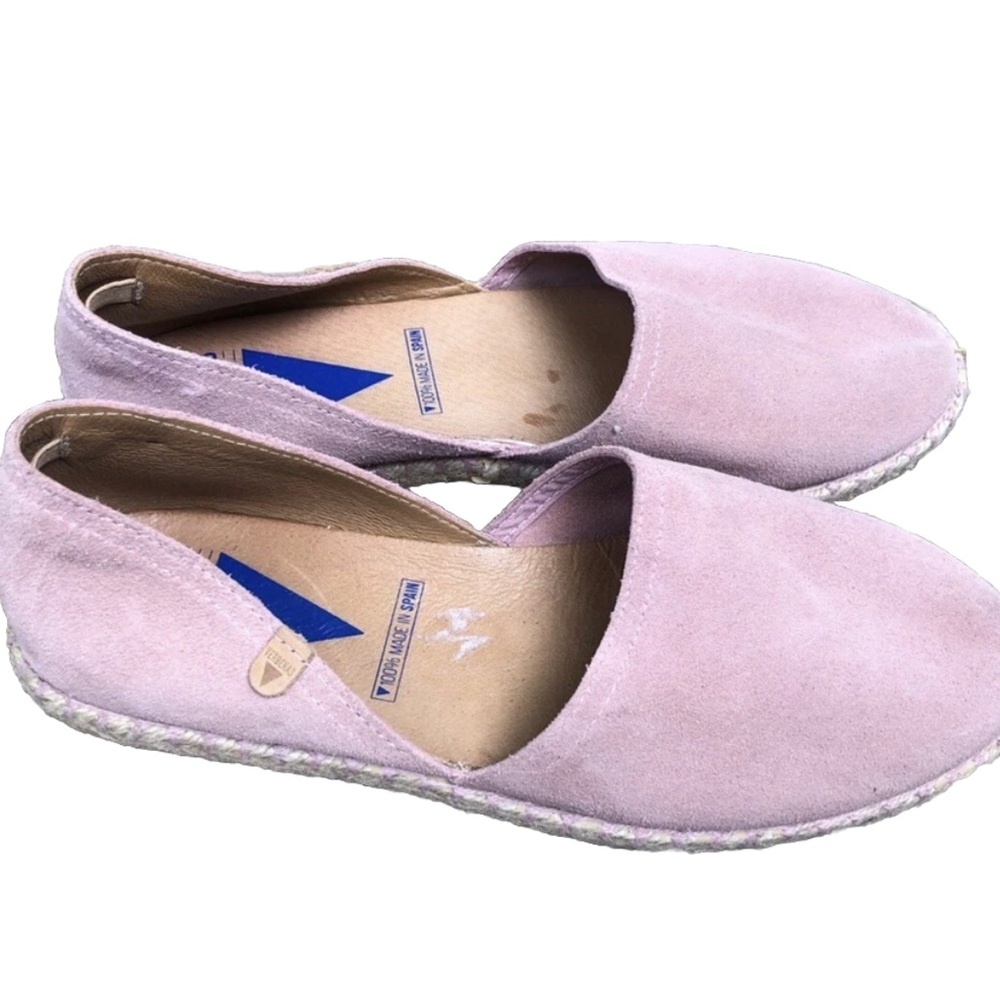 Verbenas Pink Leather Espadrille Flats. Size 38.